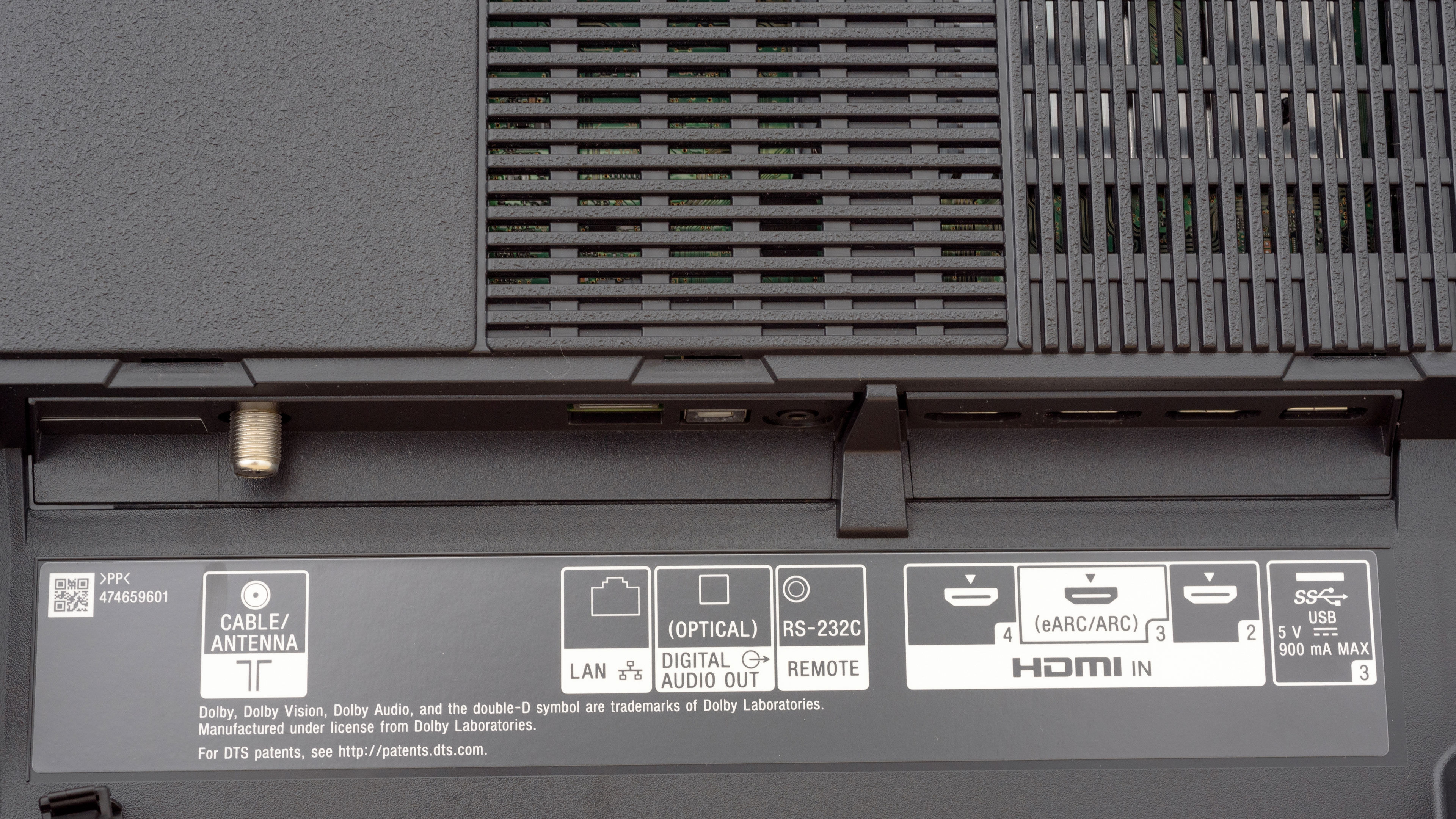 پورت های ورودی خروجی پشت تلویزیون A9G