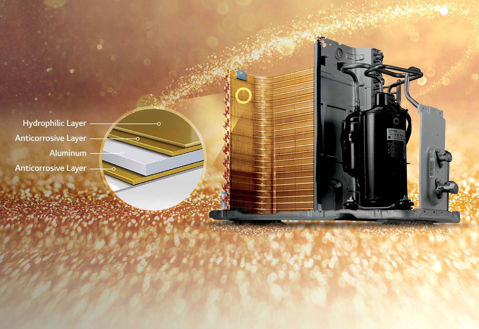 لایه محافظ از جنس طلا در یخچال فریزر ال جی BS-Q246K3A1