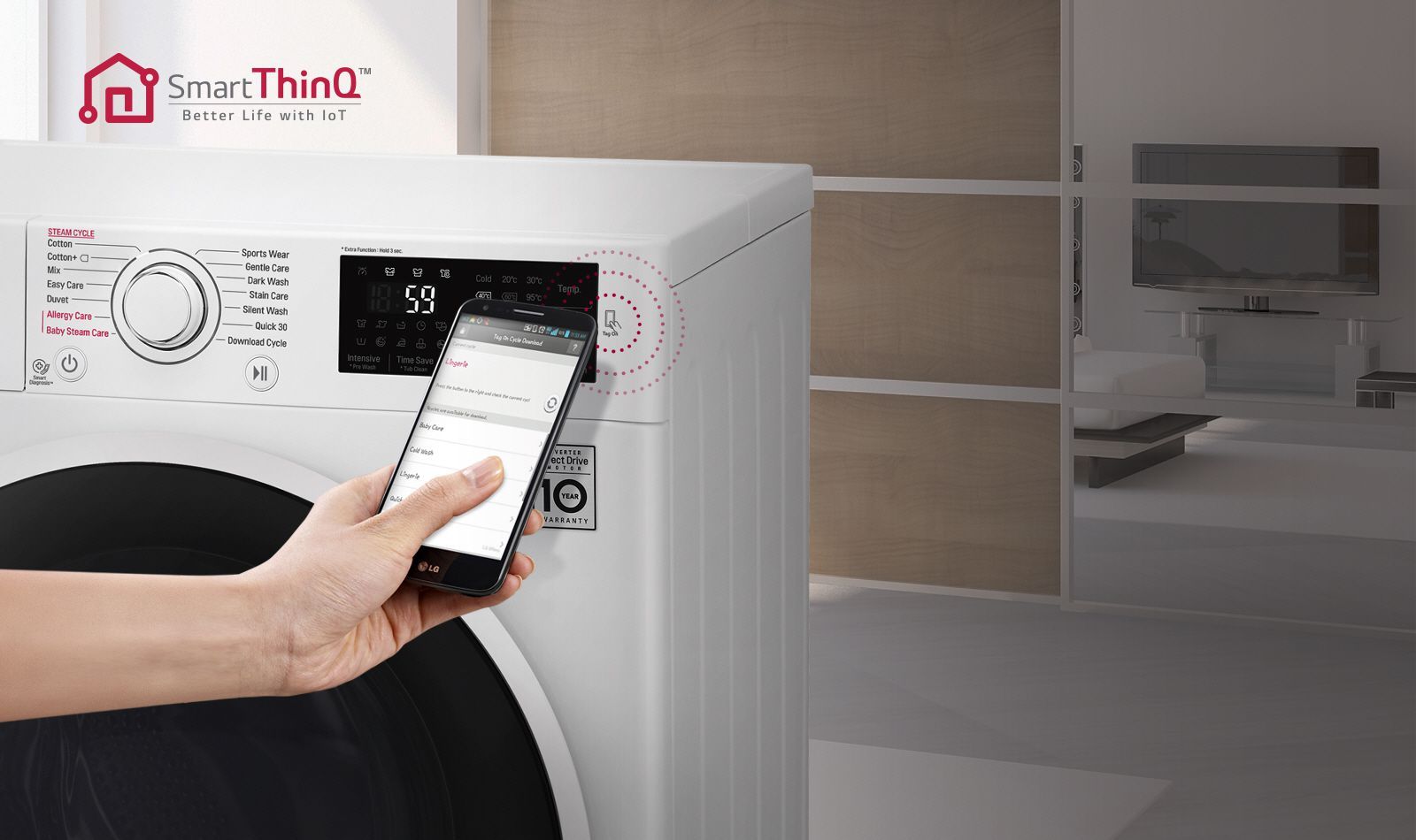تکنولوژی SmartThinQ در ماشین لباسشویی ال جی F4J6VYP2S