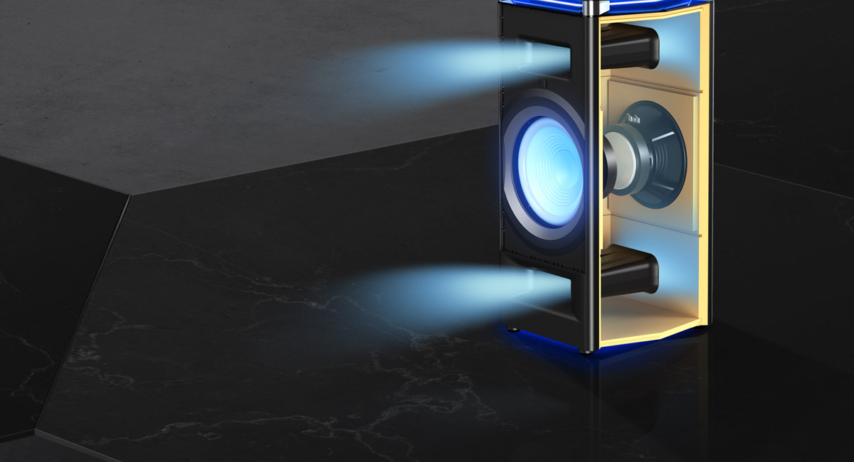 تولید بیس قدرتمند صدا در SC-UA90 به کمک AIRQUAKE BASS