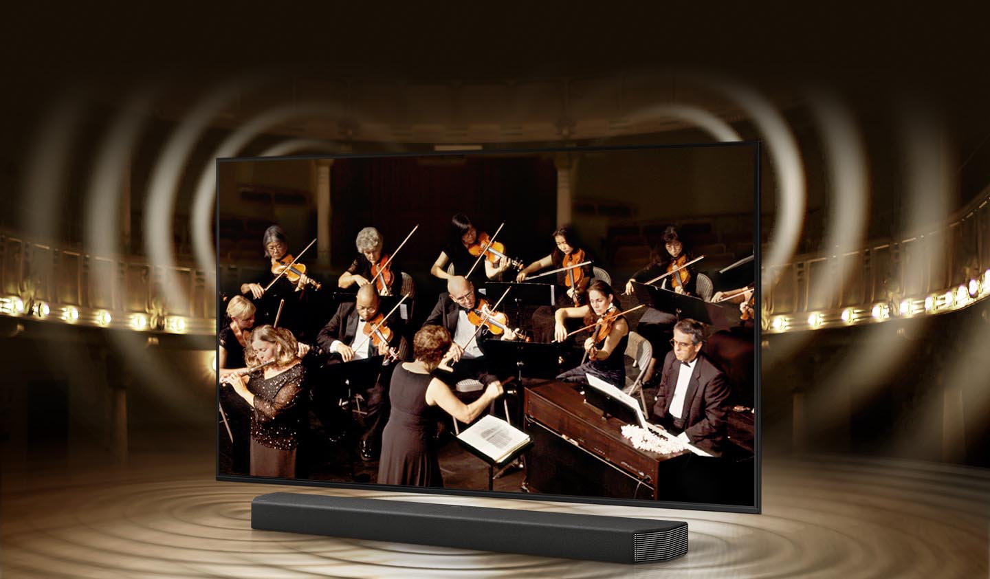 پخش صدای هماهنگ از ساندبار و تلویزیون 65AU8000 با قابلیت Q Symphony