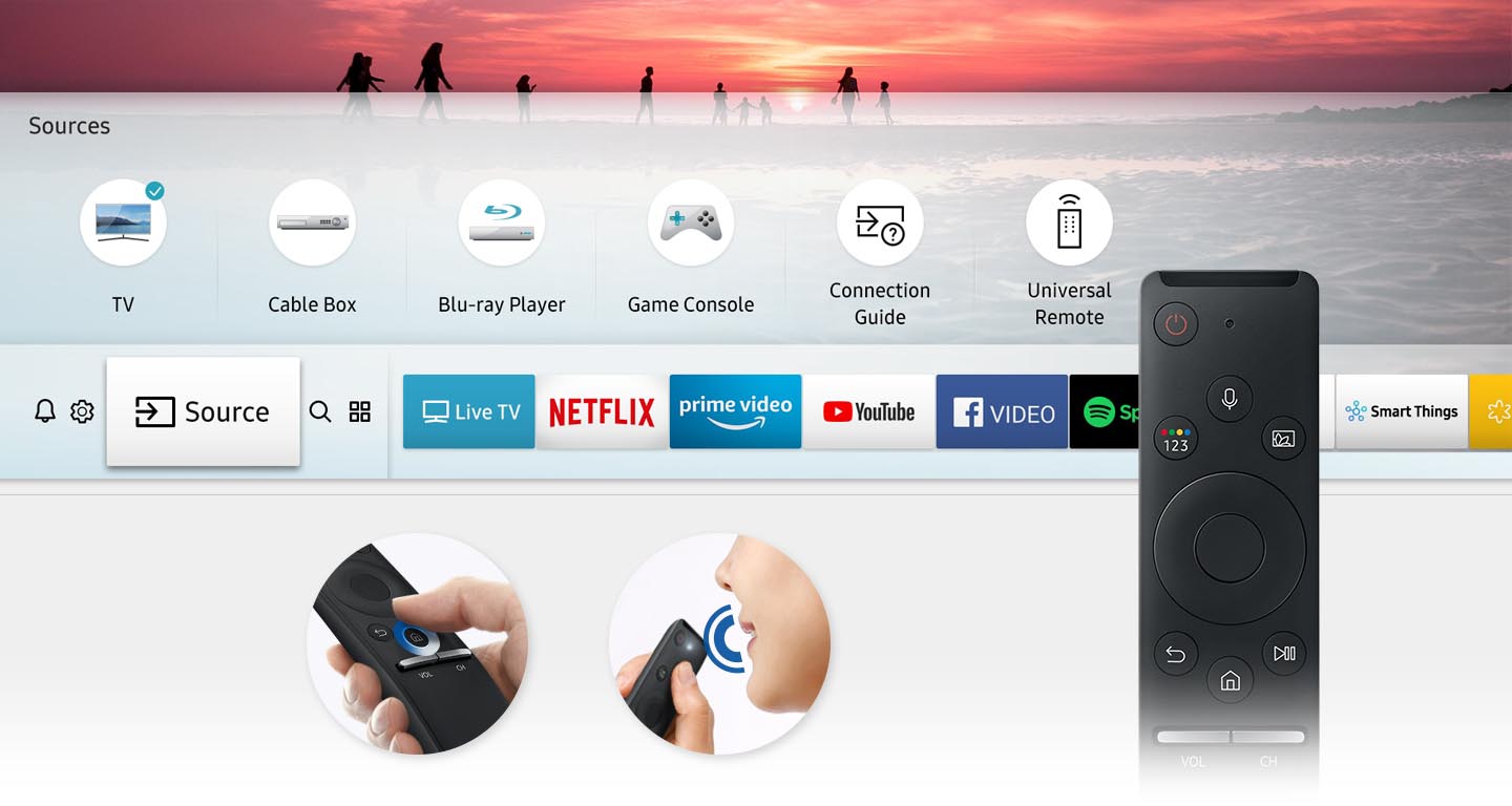 تلویزیون Samsung 55Q6F دارای ریموت کنترل همه کاره