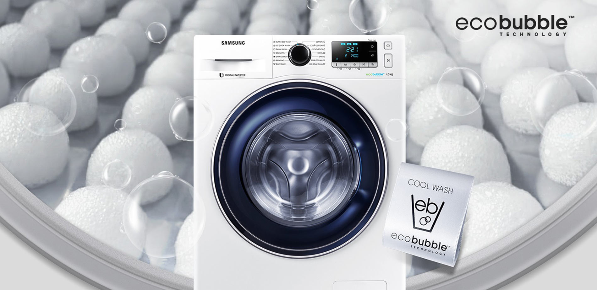 ماشین لباسشویی سامسونگ WW70J5555FX1FH با فناوری Eco Bubble